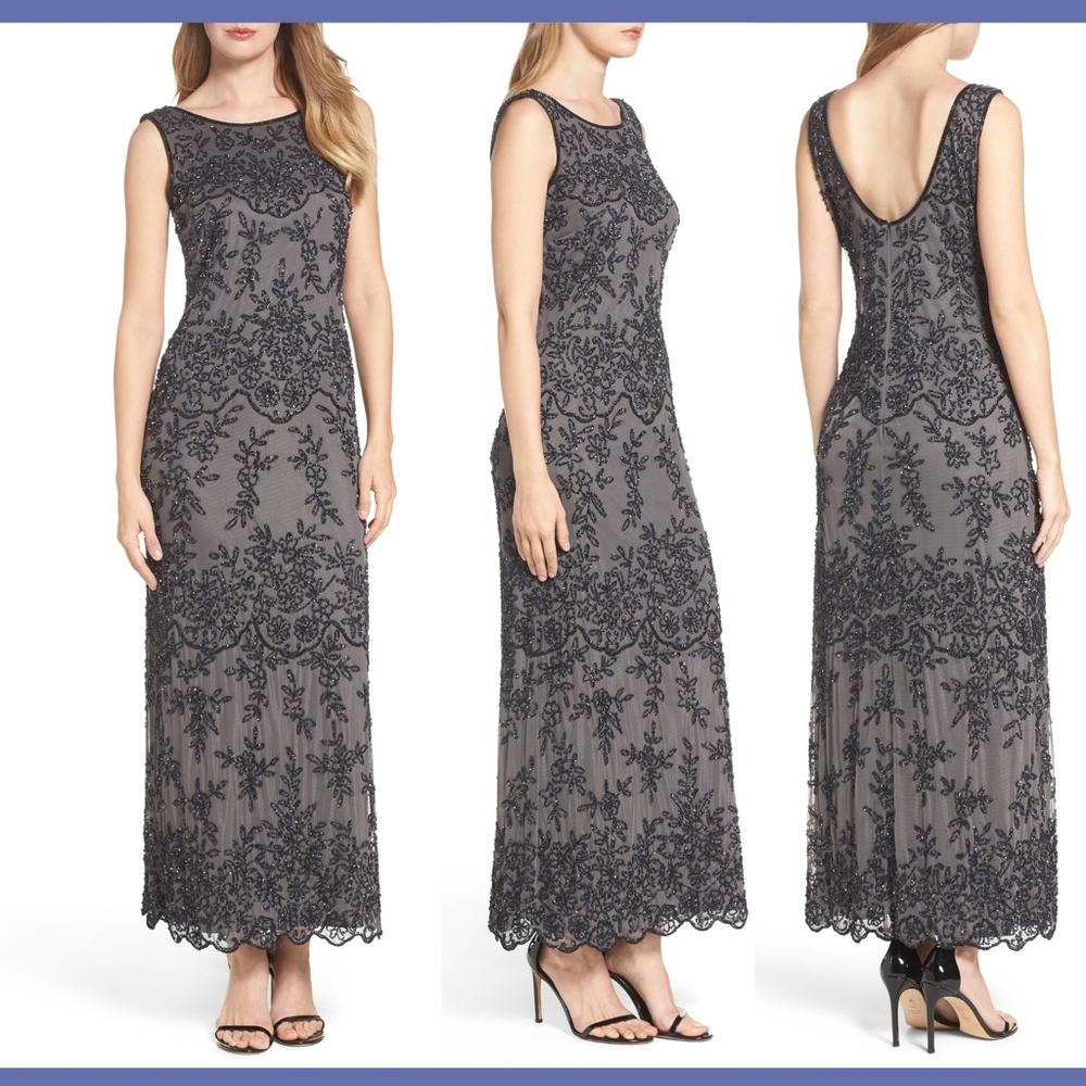 NWT $218 Pisarro Nights Embellished‎ Mesh Gown [SIZE 14 ]